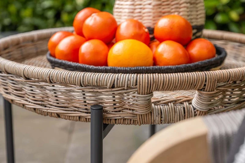 Benidorm bijzettafel - diameter 60xH50 cm - carbon black - natural rotan