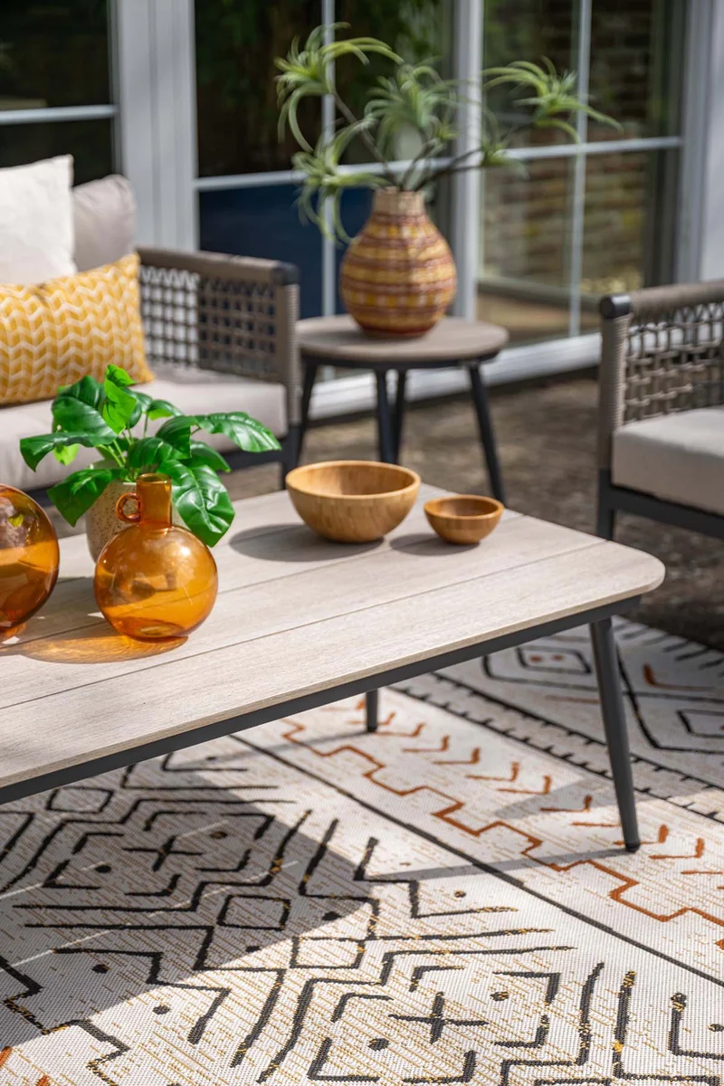 Teramon lounge tafel - 130x70 cm - carbon black - light teak Vironwood