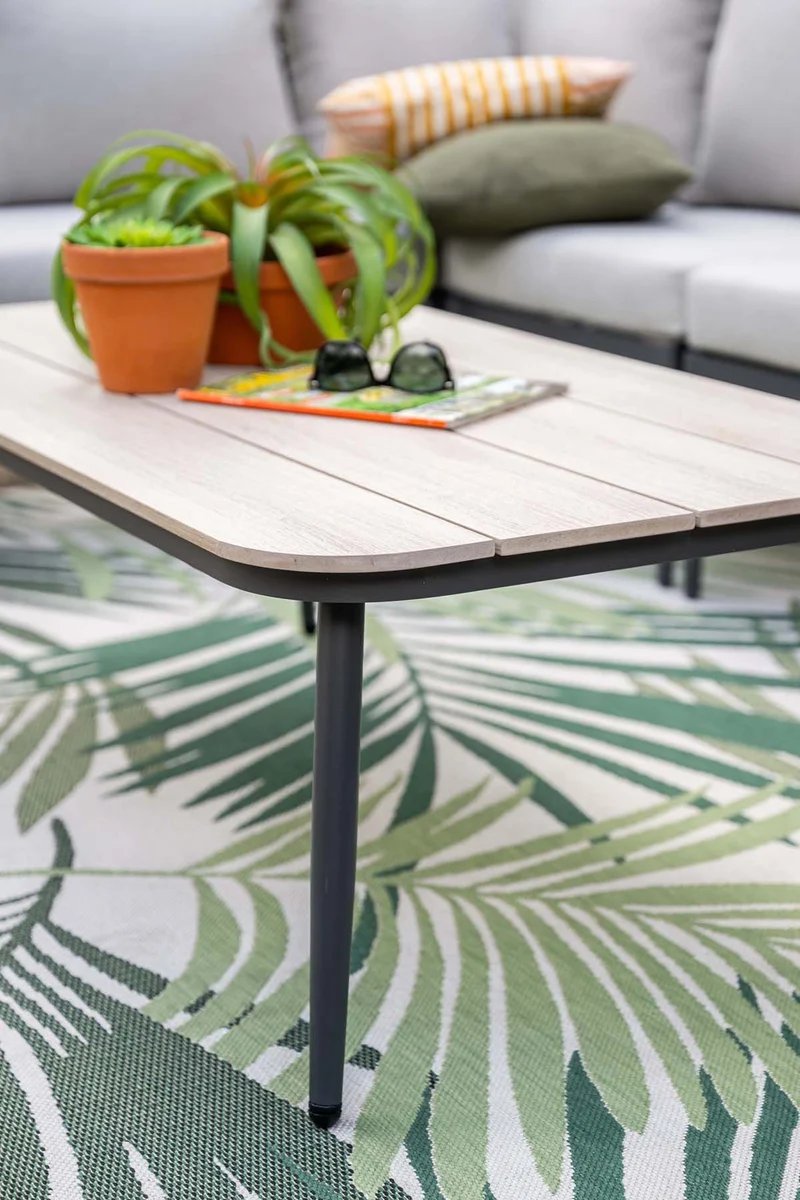 Teramon lounge tafel - 130x70 cm - carbon black - light teak Vironwood