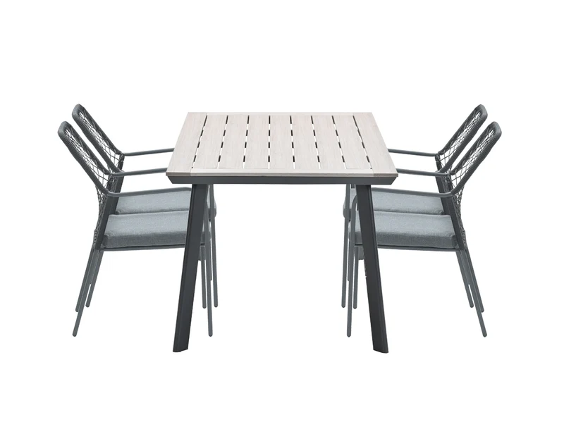 Complete vijfdelige tuinset Dido tuinstoelen zwart - Vigo tafel - Garden Impressions
