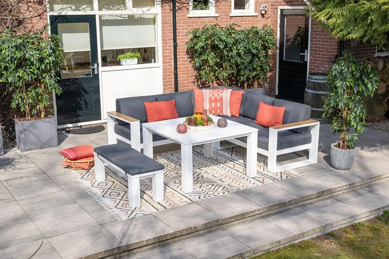 Cube lounge dining tafel - 115,5 x 115,5 cm - mat wit