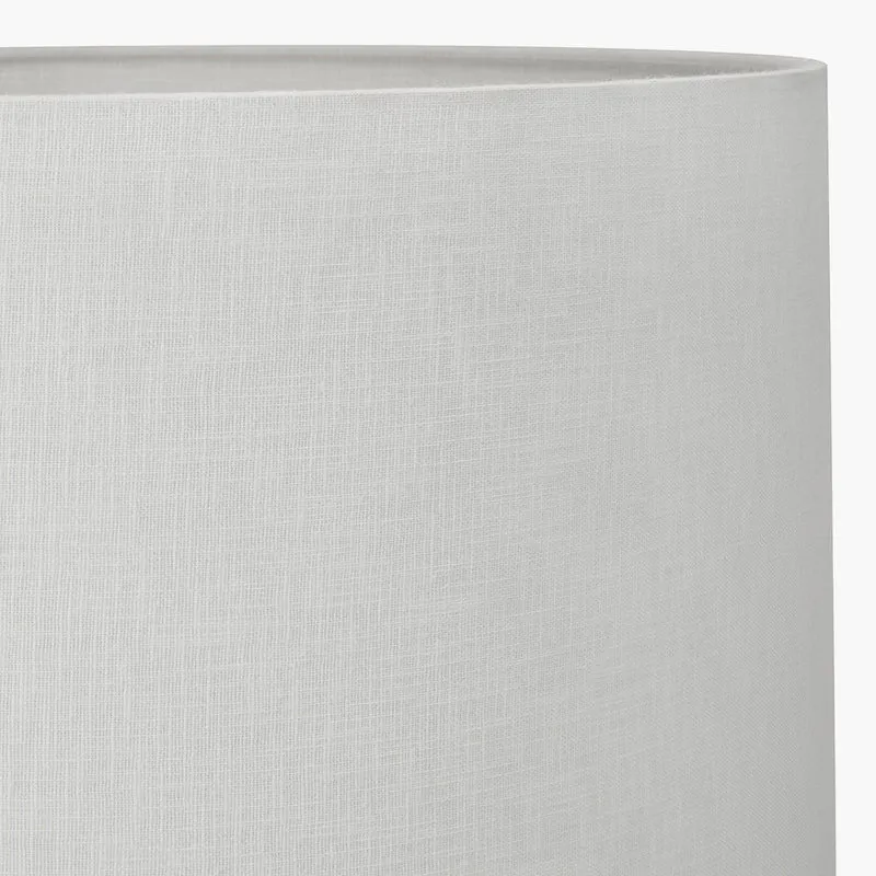 Willow White Leaf Detail Stoneware Table Lamp Base with Lino 40cm White Self Lined Linen Cylinder Lampshade