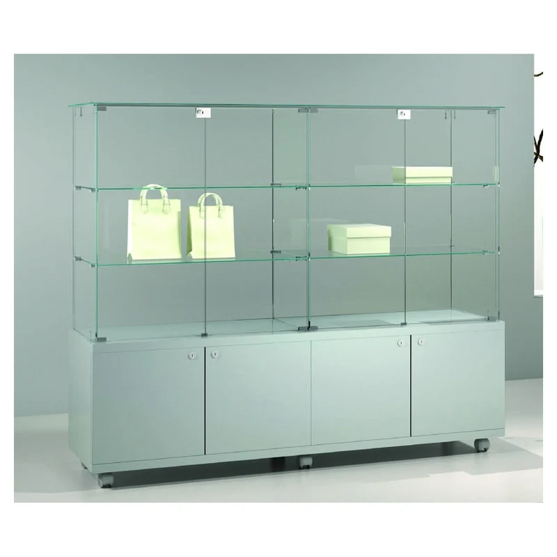 Casa Padrino Luxus Ladenvitrine 157 x 40 cm H. 130 cm mit Glasplatte - Ladeneinrichtung - Boutique Möbel - Made in Italy