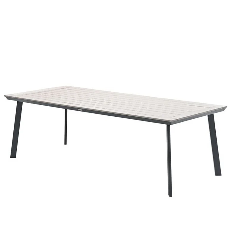 Allasio tuinset 7-delig carbon black met Vigo tuintafel 230x100 cm light teak vironwood