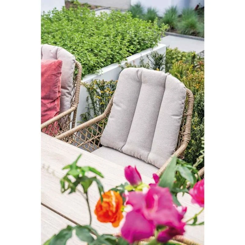 Allasio tuinset 6-delig carbon black met Edison tuintafel rond 148 cm light teak vironwood