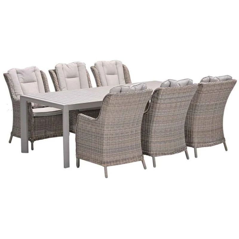 Osborne tuinset 7-delig vintage willow met Latina uitschuifbare tuintafel 180/230x100 cm taupe