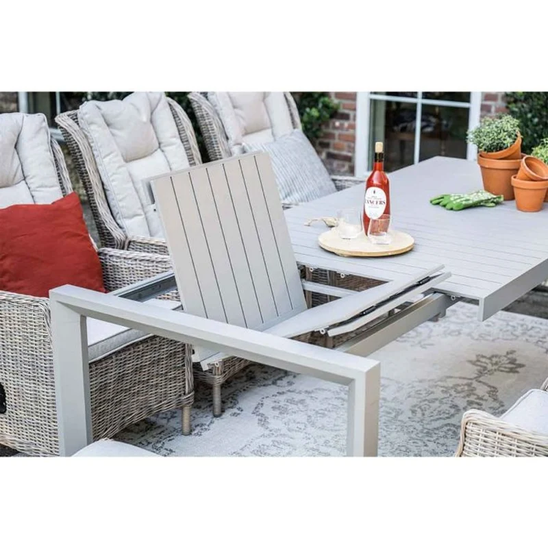 Osborne verstelbare tuinset 7-delig vintage willow met Latina uitschuifbare tuintafel 180/230x100 cm taupe