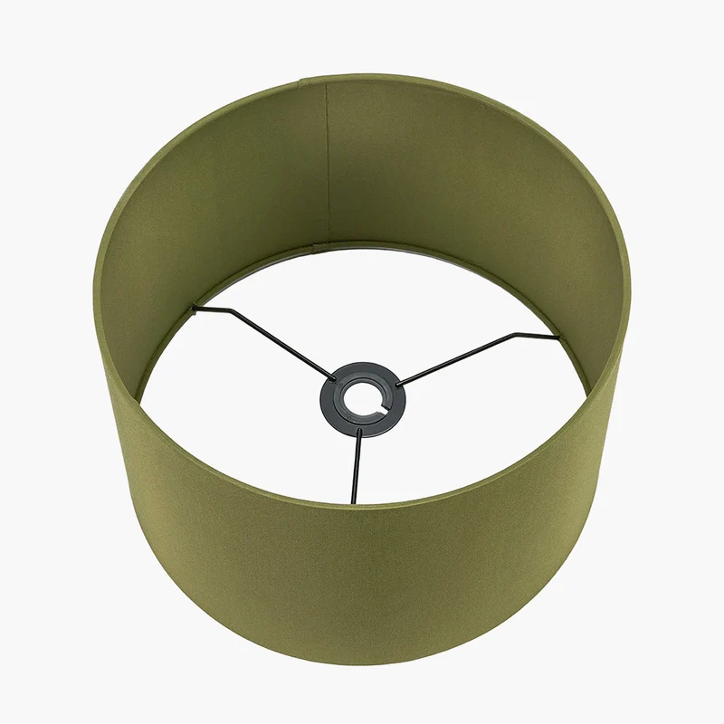 Westwood Clear Glass and Black Metal Table Lamp Base with Harry 35cm Sage Cotton Mix Cylinder Lampshade
