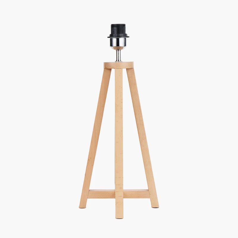Whitby Natural Wood Tapered 4 Post Table Lamp Base with Edward 35cm Pistachio Green Linen Cylinder Lampshade