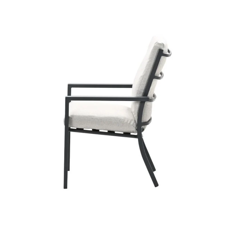 Sergio tuinset 5-delig carbon black met Zeus tuintafel aluminium teak look