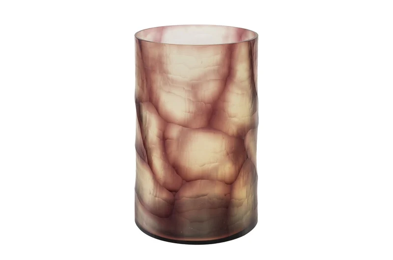 Casa Padrino Luxus Kerzenhalter Lila Ø 17,5 x H. 27,5 cm - Großes Windlicht aus massivem Farbglas in Lila und Klar, auch als Vase verwendbar - Luxus Deko Accessoires