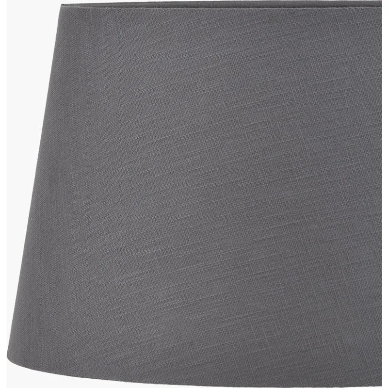 Vulcan Textured Volcanic Effect Grey Stoneware Table Lamp Base with Lys 40cm Steel Grey Self Lined Linen Tapered Lampshade