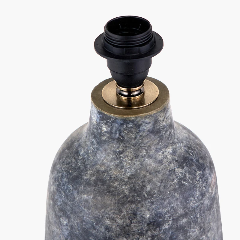 Vulcan Textured Volcanic Effect Grey Stoneware Table Lamp Base with Lino 35cm Cinnamon Self Lined Linen Cylinder Lampshade