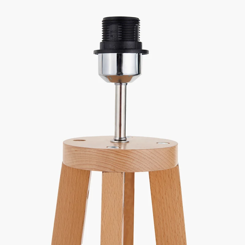 Whitby Natural Wood Tapered 4 Post Floor Lamp Base with Edward 45cm Pistachio Green Linen Cylinder Lampshade