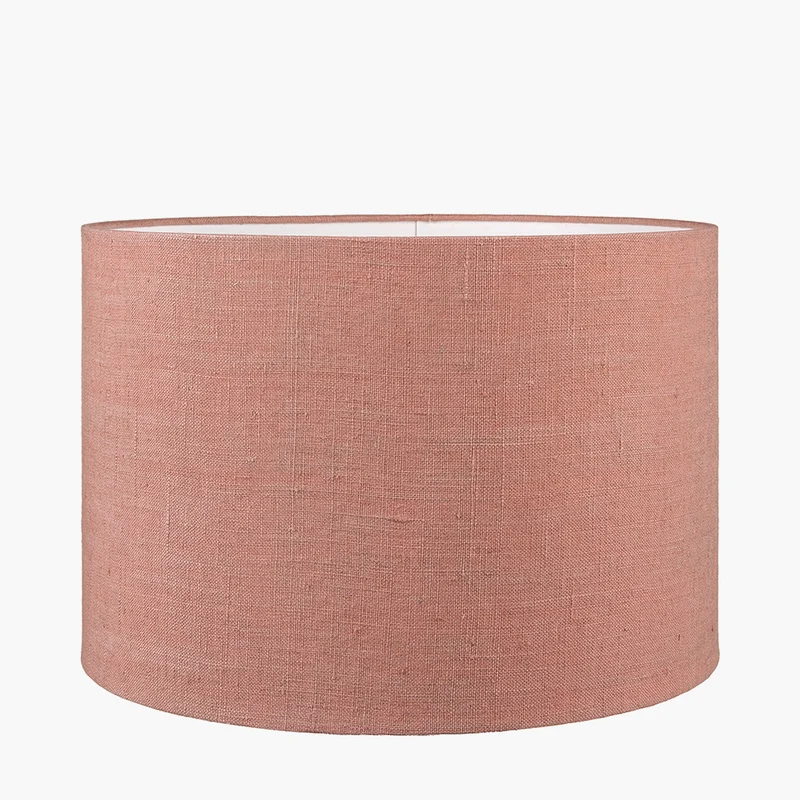 Whitby Natural Wood Tapered 4 Post Floor Lamp Base with Edward 45cm Apricot Linen Cylinder Lampshade