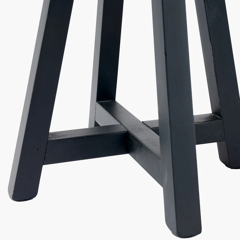 Whitby Matt Black Wood Tapered 4 Post Table Lamp Base with Vienna 35cm Black Chevron Mushroom Pleat Lampshade