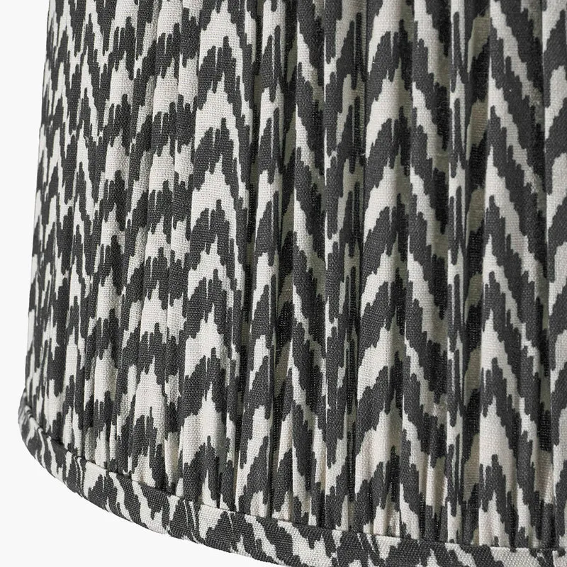 Whitby Matt Black Wood Tapered 4 Post Table Lamp Base with Vienna 35cm Black Chevron Mushroom Pleat Lampshade