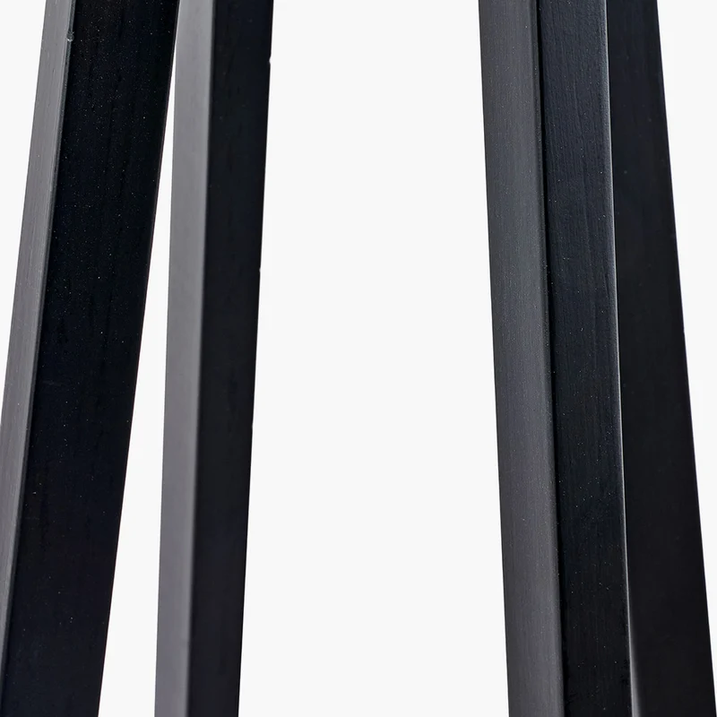 Whitby Matt Black Wood Tapered 4 Post Floor Lamp Base with Henry 45cm White Handloom Cylinder Lampshade