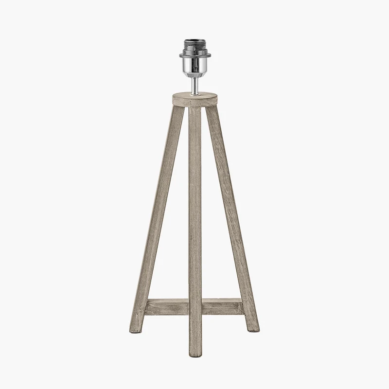 Whitby Grey Wash Wood Tapered 4 Post Table Lamp Base with Edward 35cm Natural Linen Cylinder Lampshade
