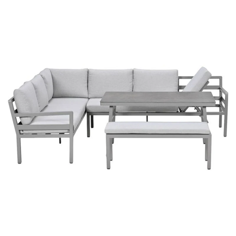 Garden Impressions Corsica lounge-dining set 4-delig links taupe valley sand slate grijs keramisch glas