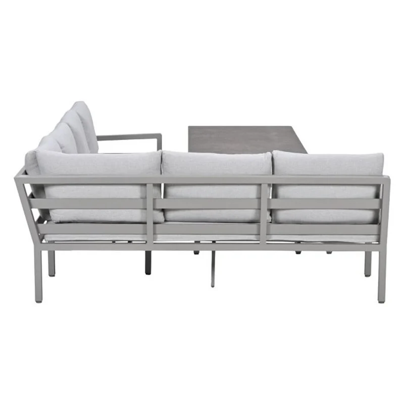 Garden Impressions Corsica lounge-dining set 4-delig links taupe valley sand slate grijs keramisch glas