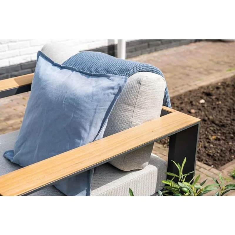 Garden Impressions Levanto lounge fauteuil carbon black valley sand light teaklook