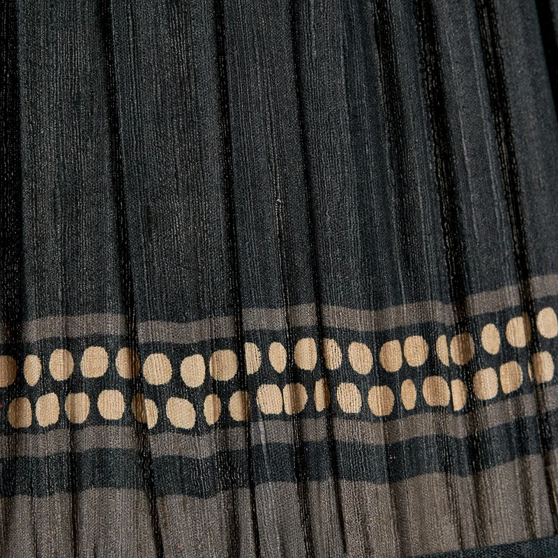 Samaira 45cm Black Silk Border Print Mushroom Pleat Tapered Lampshade