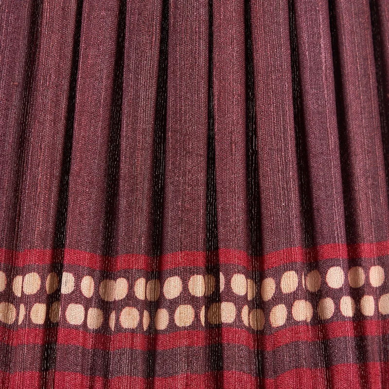 Samaira 35cm Red Silk Border Print Mushroom Pleat Tapered Lampshade