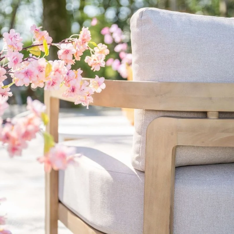 Garden Impressions Ibiza lounge-dining set 2-delig rechts acacia white wash grijs zand