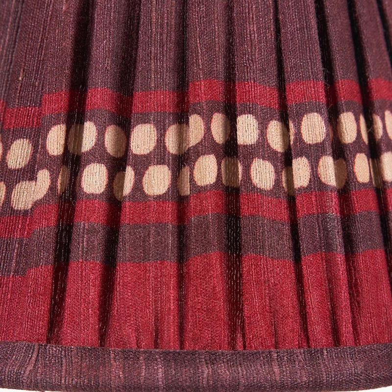 Samaira 16cm Red Silk Border Print Mushroom Pleat Tapered Lampshade