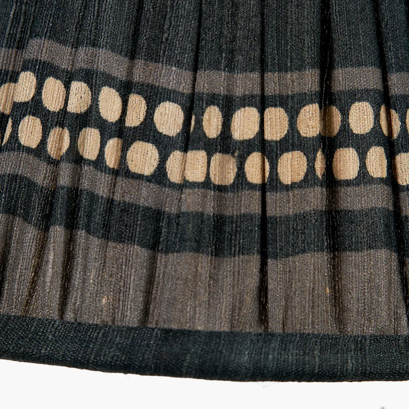 Samaira 16cm Black Silk Border Print Mushroom Pleat Tapered Lampshade