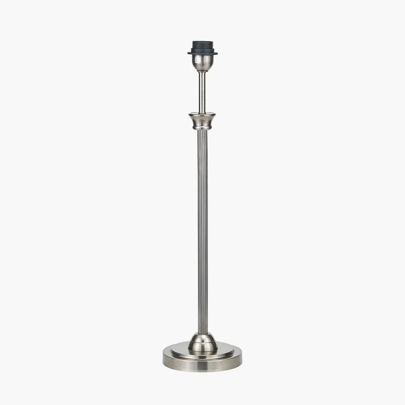Salvatore Antique Silver Metal Table Lamp Base with Malia 35cm Olive Green Mushroom Pleat Scalloped Tapered Lamp Shade