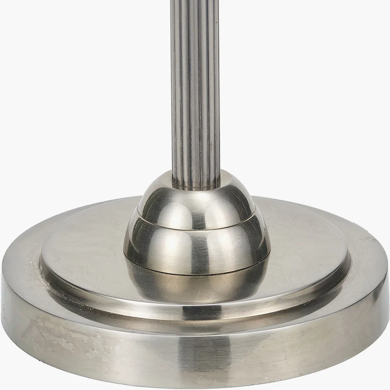 Salvatore Antique Silver Metal Table Lamp Base with Malia 35cm Olive Green Mushroom Pleat Scalloped Tapered Lamp Shade