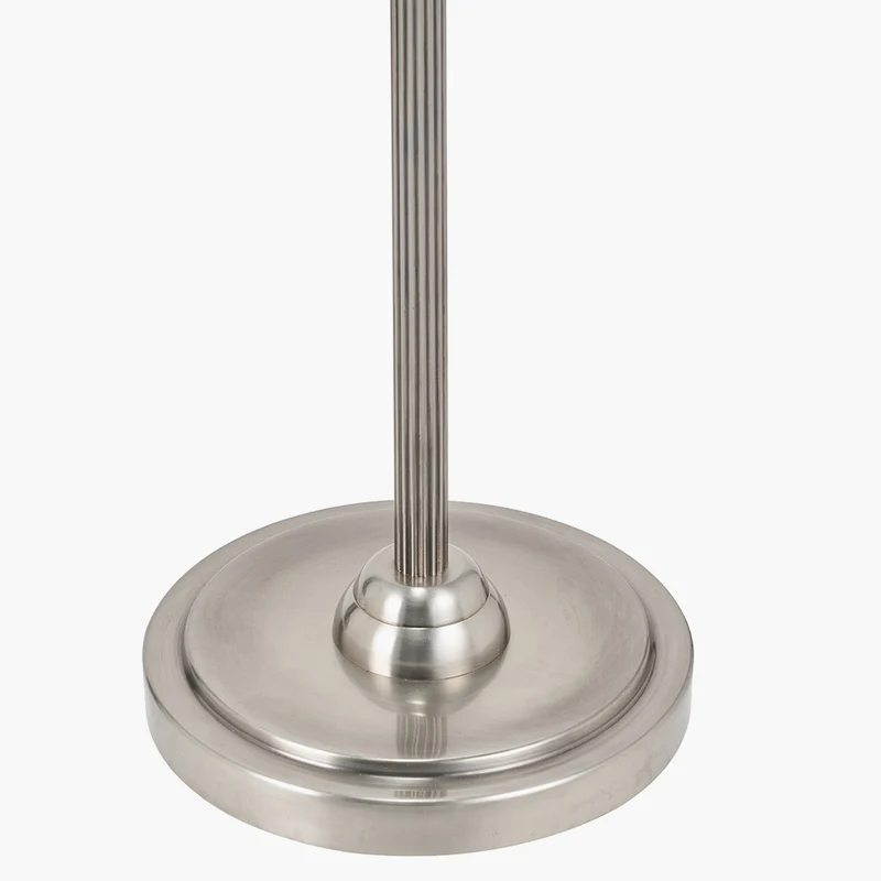 Salvatore Antique Silver Metal Floor Lamp Base with Winston 45cm Taupe Handloom Tapered Lampshade