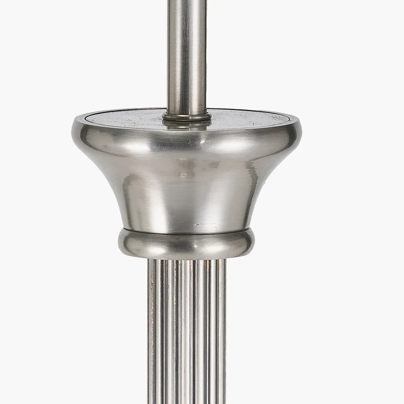 Salvatore Antique Silver Metal Floor Lamp Base with Vienna 45cm Taupe Chevron Mushroom Pleat Lampshade