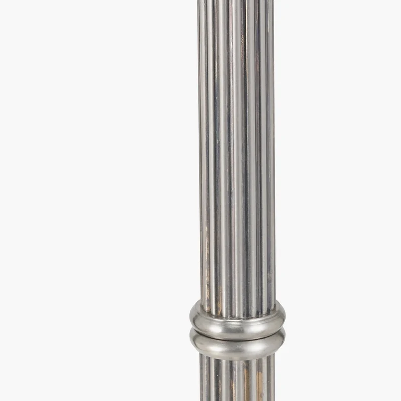 Salvatore Antique Silver Metal Floor Lamp Base with Vienna 45cm Taupe Chevron Mushroom Pleat Lampshade