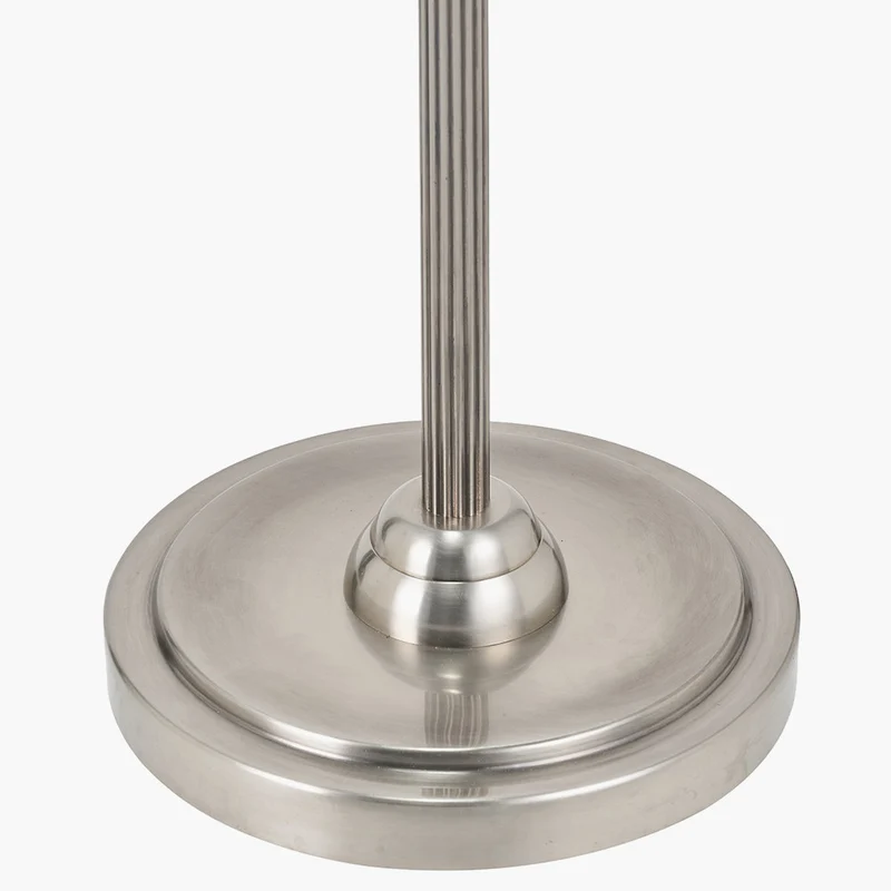 Salvatore Antique Silver Metal Floor Lamp Base with Vienna 45cm Taupe Chevron Mushroom Pleat Lampshade