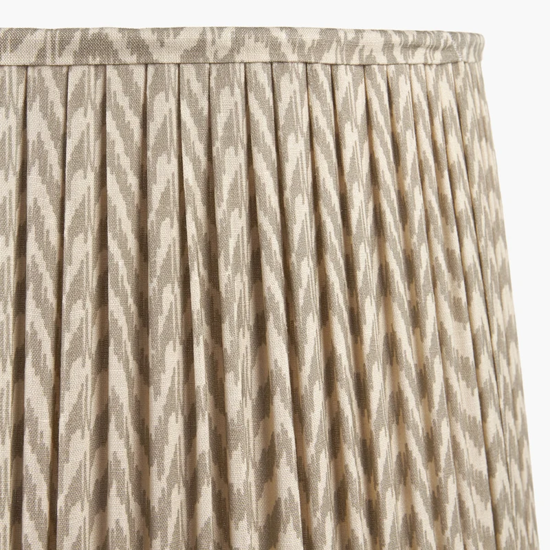 Salvatore Antique Silver Metal Floor Lamp Base with Vienna 45cm Taupe Chevron Mushroom Pleat Lampshade