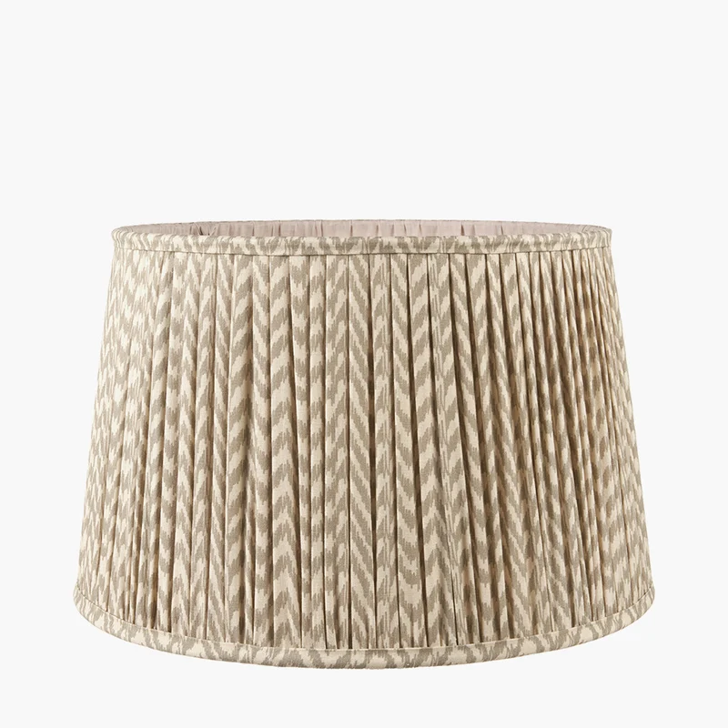 Salvatore Antique Silver Metal Floor Lamp Base with Vienna 45cm Taupe Chevron Mushroom Pleat Lampshade