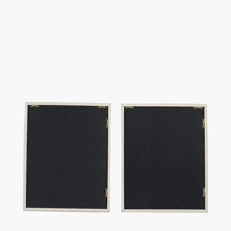 S/2 Green and Natural Fern Canvas Wall Art with Natural Frames