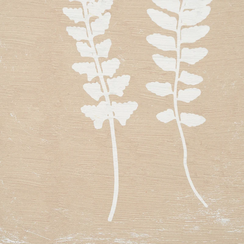 S/2 Green and Natural Fern Canvas Wall Art with Natural Frames