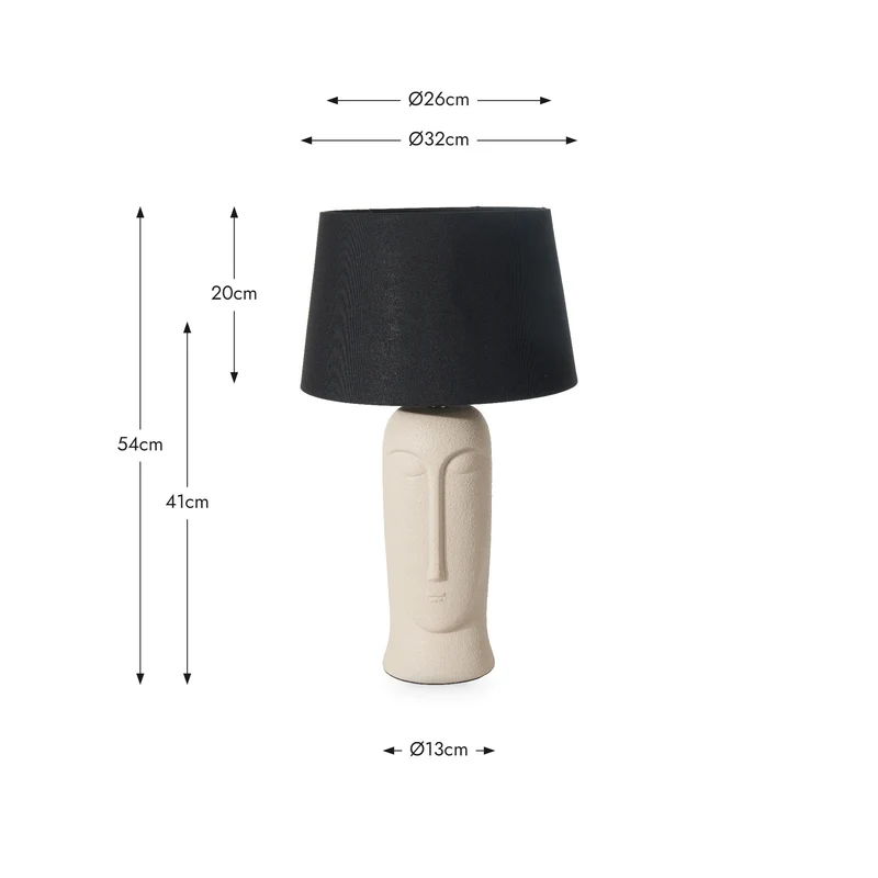 Rushmore Cream Texture Ceramic Table Lamp With Face Detail