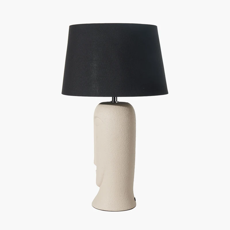 Rushmore Cream Texture Ceramic Table Lamp With Face Detail