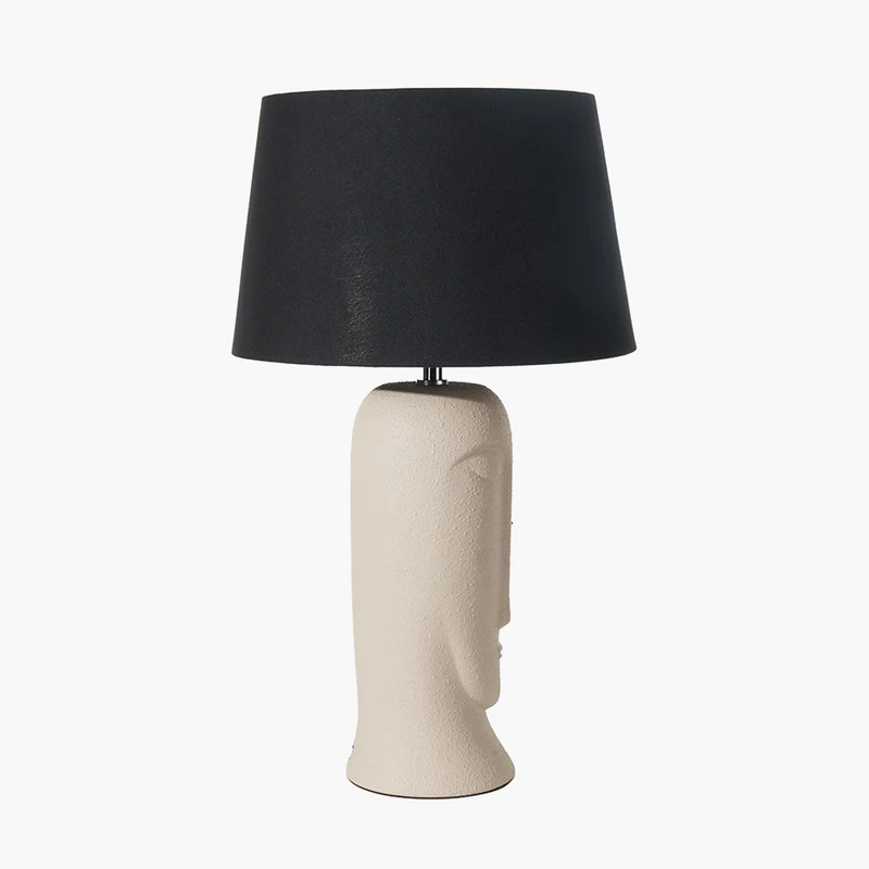 Rushmore Cream Texture Ceramic Table Lamp With Face Detail
