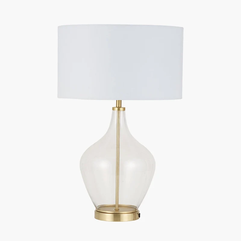 Rowen Clear Bottle Shaped Glass and Champagne Metal Table Lamp