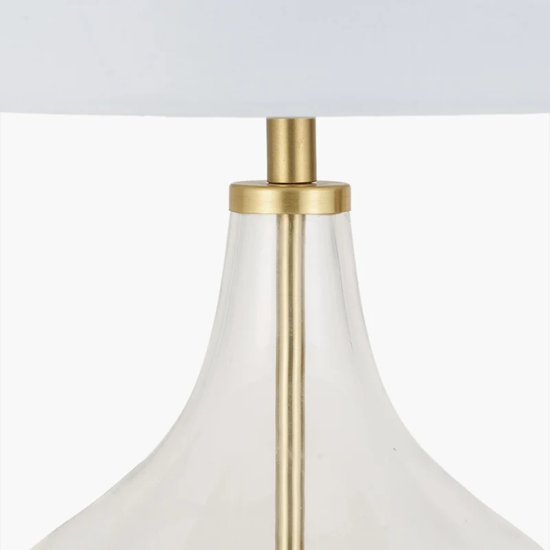 Rowen Clear Bottle Shaped Glass and Champagne Metal Table Lamp