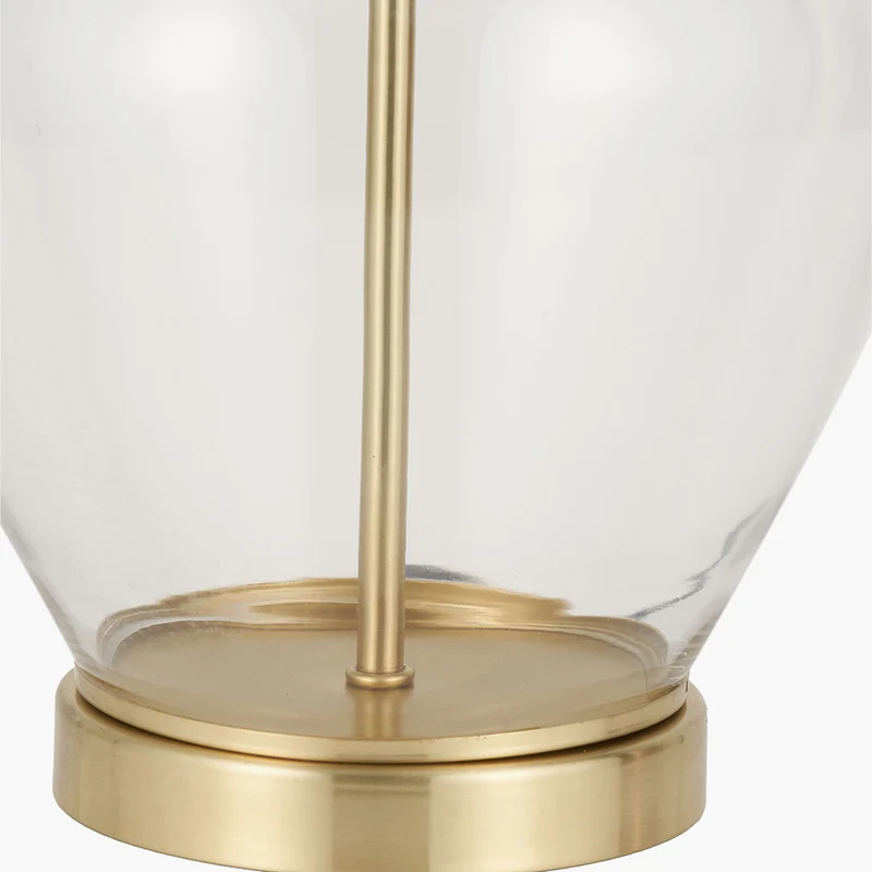 Rowen Clear Bottle Shaped Glass and Champagne Metal Table Lamp