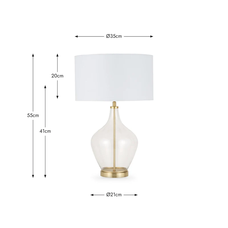 Rowen Clear Bottle Shaped Glass and Champagne Metal Table Lamp
