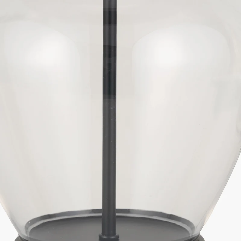 Rowen Clear Bottle Shaped Glass and Black Metal Table Lamp