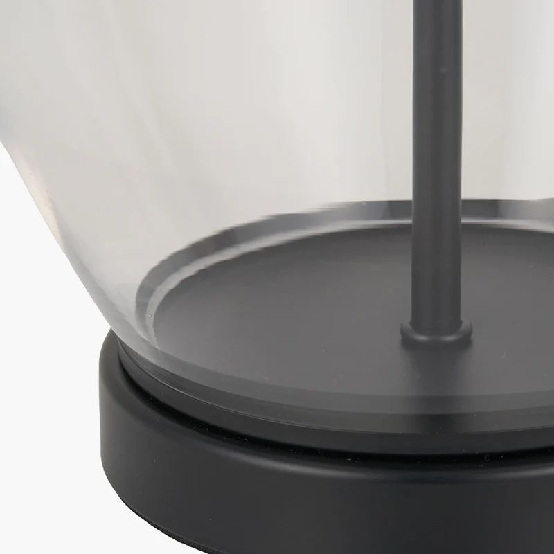 Rowen Clear Bottle Shaped Glass and Black Metal Table Lamp